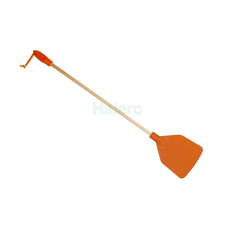 Прочный кожаный мухобой Haierc для использования в помещении с длинной ручкой, тяжелый деревянный мухобой с подвесным шнуром, долговечный мухобой.